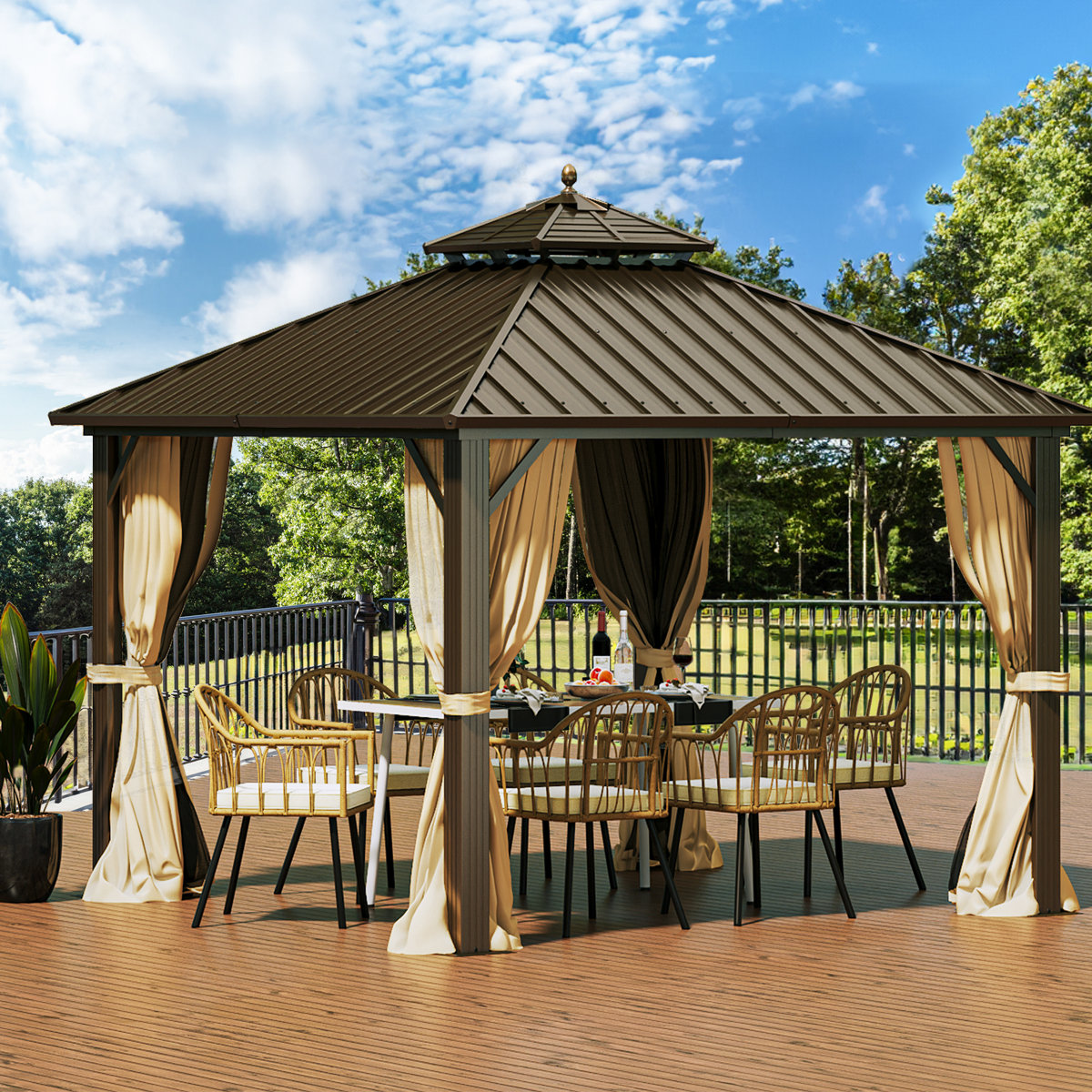 YITAHOME Aluminum Patio Gazebo Permanent Hardtop Gazebos & Reviews ...